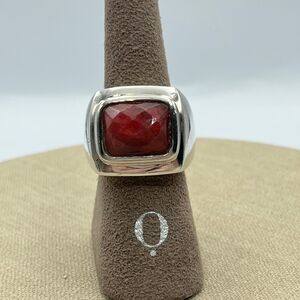 unisex large chunky statement Deb Guyot Sterling Silver Faceted Raw Ruby Ring